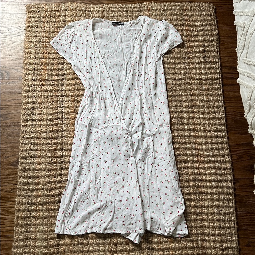 Brandy Melville White Dress with Pink Floral Pattern